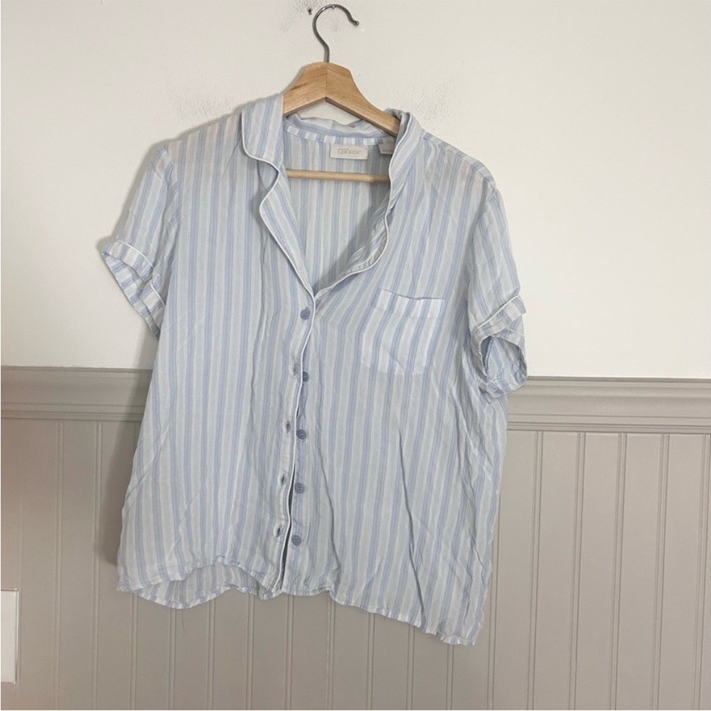 Nordstrom Blue and White Striped Pajama Set Womens size large - Picture 4 of 7